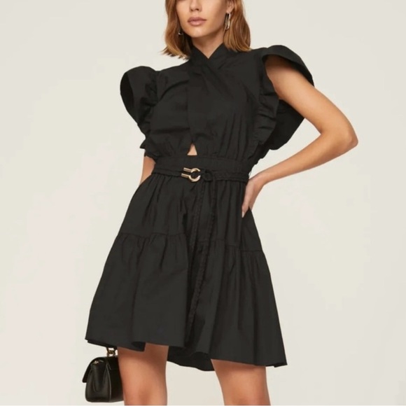 Derek Lam Dresses & Skirts - Derek Lam Black Finn Ruffle Wrap Dress Size 6 (NEW) Retail $450.00